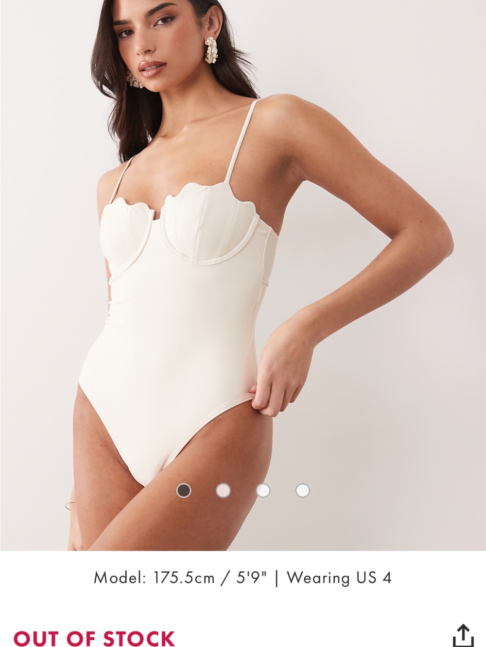 ASOS Cream Scallop Bust One-Piece Swim
